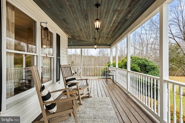 deck with a porch