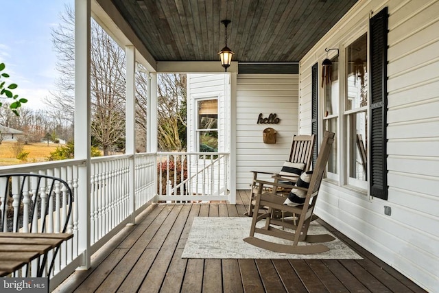 deck featuring a porch