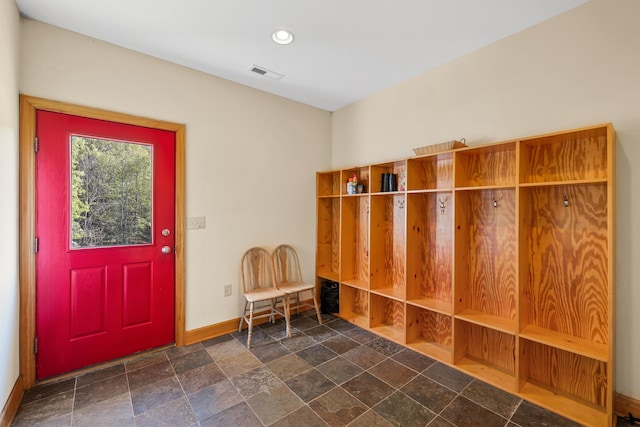66 Spencer Ln, Lovingston, VA 22949 - mudroom with baseboards, recessed lighting, stone finish flooring, and visible vents