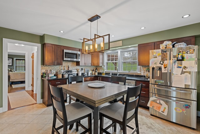4111 Spotswood Trl, Penn Laird, VA 22846 - dining space featuring light tile patterned floors, a chandelier, and recessed lighting
