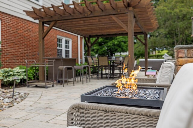 4111 Spotswood Trl, Penn Laird, VA 22846 - view of patio featuring an outdoor fire pit and a pergola