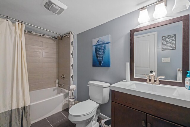 4111 Spotswood Trl, Penn Laird, VA 22846 - full bathroom with toilet, tile patterned floors, shower / tub combo with curtain, and vanity