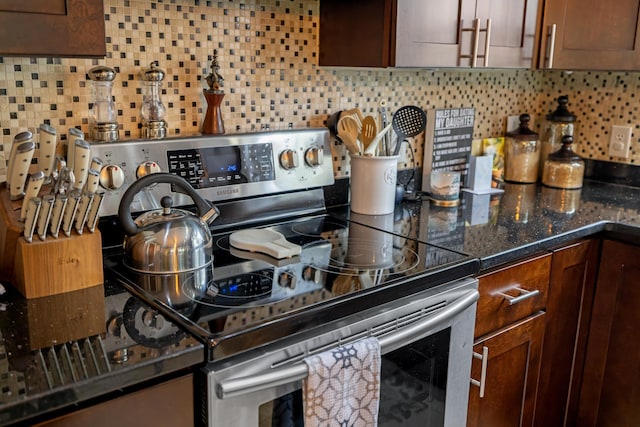 4111 Spotswood Trl, Penn Laird, VA 22846 - kitchen with stainless steel range with electric stovetop and backsplash