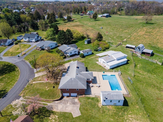 aerial view of a pool area