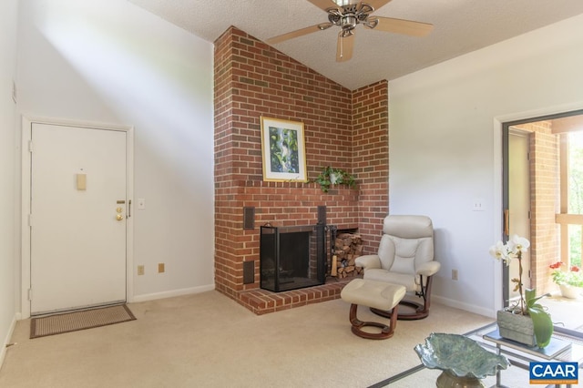 117 Turtle Creek Rd Unit 9, Charlottesville, VA 22901 - carpeted living room with lofted ceiling, a ceiling fan, and baseboards