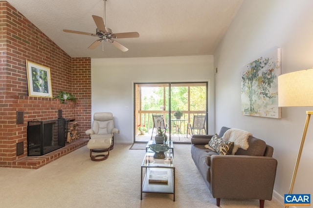 117 Turtle Creek Rd Unit 9, Charlottesville, VA 22901 - living area with carpet flooring, lofted ceiling, ceiling fan, and baseboards