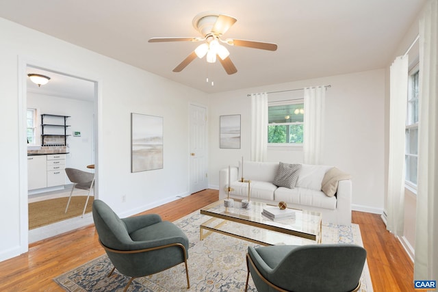 122 Westerly Ave, Charlottesville, VA 22903 - living room featuring light wood-style floors and ceiling fan