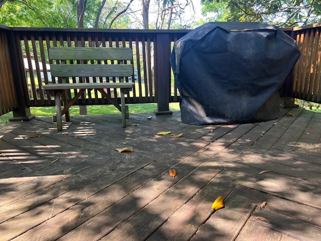 deck with a grill
