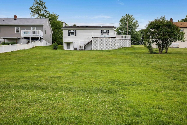 390 Frontier Dr, Staunton, VA 24401 - view of green lawn with stairs and a wooden deck