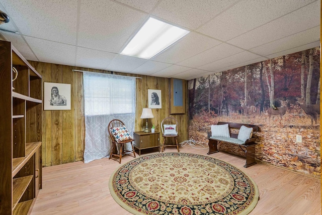 390 Frontier Dr, Staunton, VA 24401 - sitting room with a drop ceiling, wood finished floors, and wood walls
