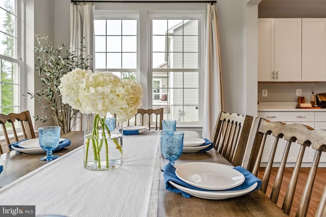 dining room with wood finished floors