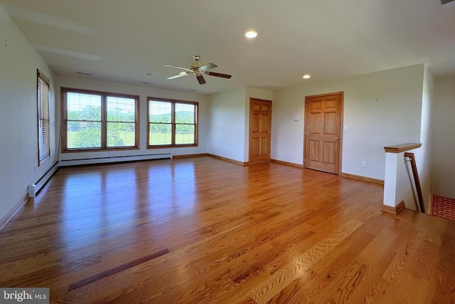 3542 Slate Mills Rd, Sperryville, VA 22740 - unfurnished room featuring wood finished floors, a ceiling fan, recessed lighting, and baseboards