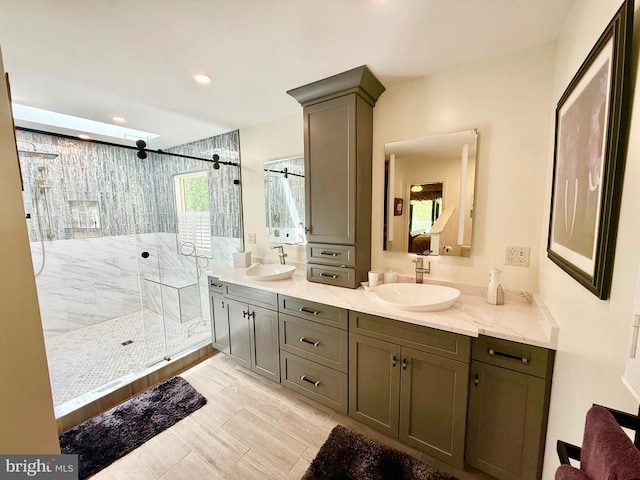 778 Overton Dr, Mineral, VA 23117 - full bathroom with a stall shower, double vanity, and recessed lighting