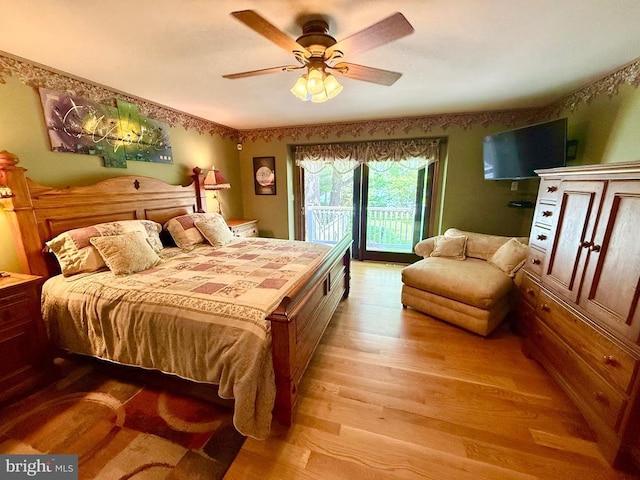 778 Overton Dr, Mineral, VA 23117 - bedroom with access to exterior, light wood-style floors, and ceiling fan