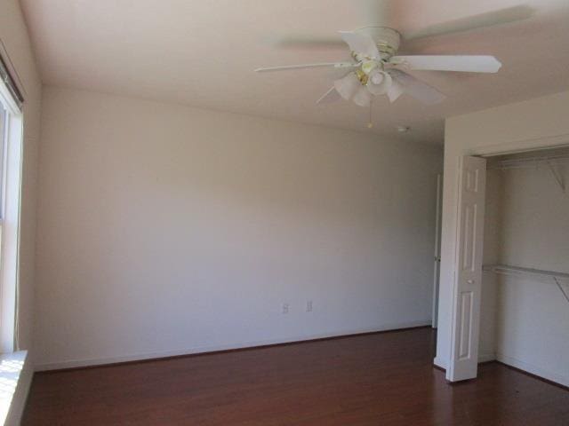384 Hickory Grove Cir, Harrisonburg, VA 22801 - unfurnished bedroom with a closet, wood finished floors, and ceiling fan