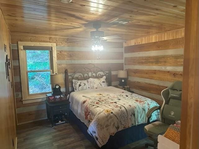 1063 High Valley Dr, Monterey, VA 24465 - bedroom with wood ceiling, wood walls, wood finished floors, and ceiling fan