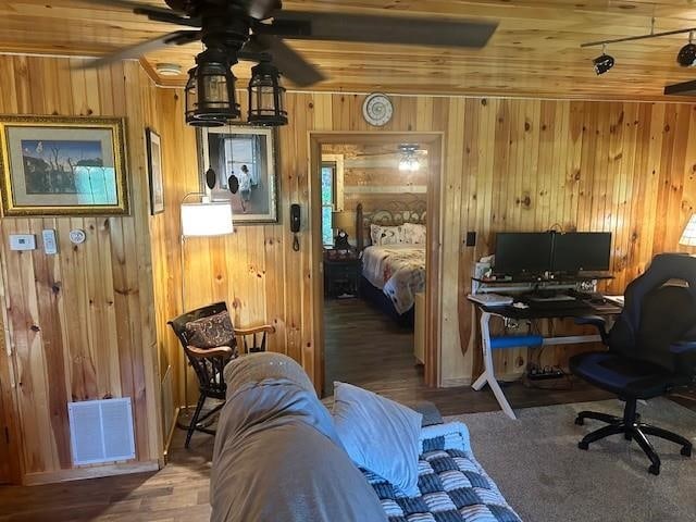1063 High Valley Dr, Monterey, VA 24465 - bedroom with an office area and wooden walls