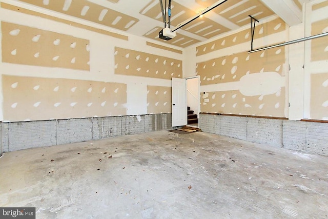 garage with a garage door opener