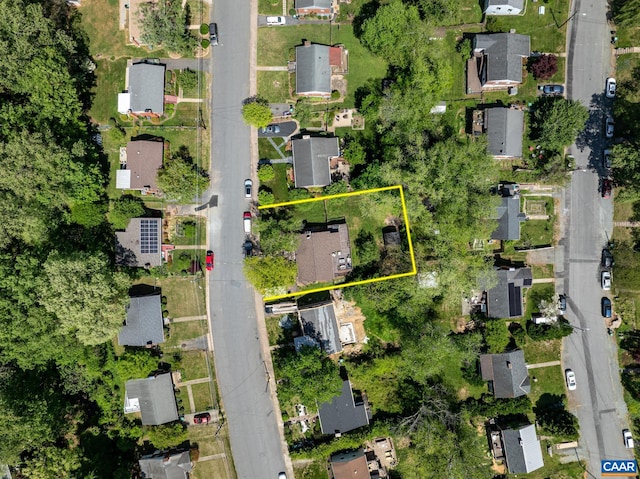 aerial perspective of suburban area featuring property parcel outlined