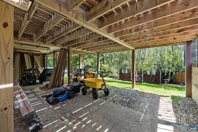 view of patio / terrace with an outbuilding