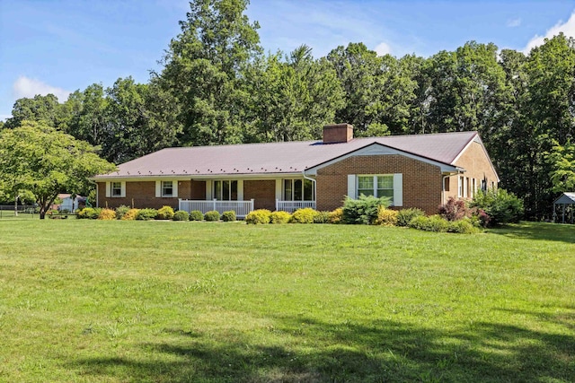 192 Sandy Ridge Rd, Waynesboro, VA 22801 - single story home with brick siding, a chimney, and a front yard