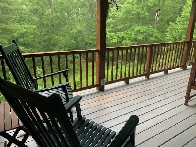 625 Hummingbird Ln, Monterey, VA 24465 - wooden deck featuring a wooded view