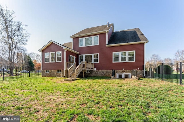 back of property featuring stairs