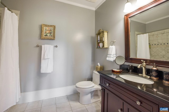 2055 Thomas Jefferson Pkwy, Charlottesville, VA 22902 - full bathroom featuring toilet, vanity, crown molding, tile patterned flooring, and baseboards