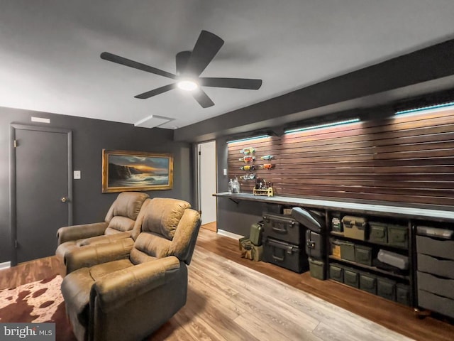 11600 Saddleback Dr, Fredericksburg, VA 22407 - home theater with a ceiling fan and wood finished floors
