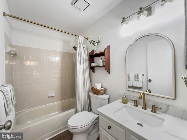 11600 Saddleback Dr, Fredericksburg, VA 22407 - bathroom with toilet, shower / bathtub combination with curtain, and vanity
