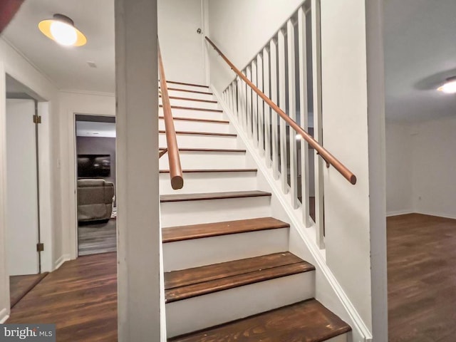 11600 Saddleback Dr, Fredericksburg, VA 22407 - staircase featuring wood finished floors and ornamental molding