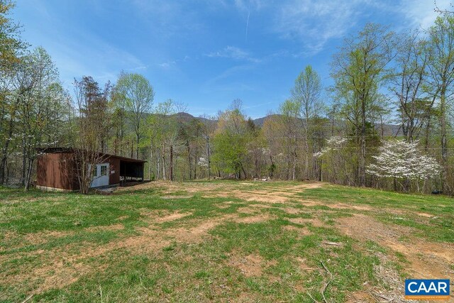7035 Blackwells Hollow Rd, Crozet, VA 22932 - view of green lawn with a forest view and an outbuilding