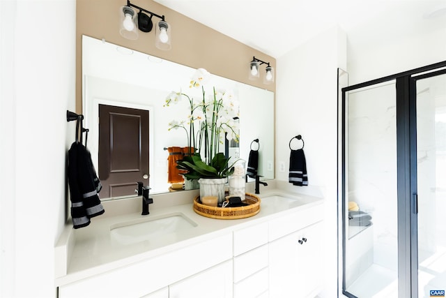 3076 Horizon Rd, Charlottesville, VA 22902 - full bathroom with double vanity, a stall shower, and a sink