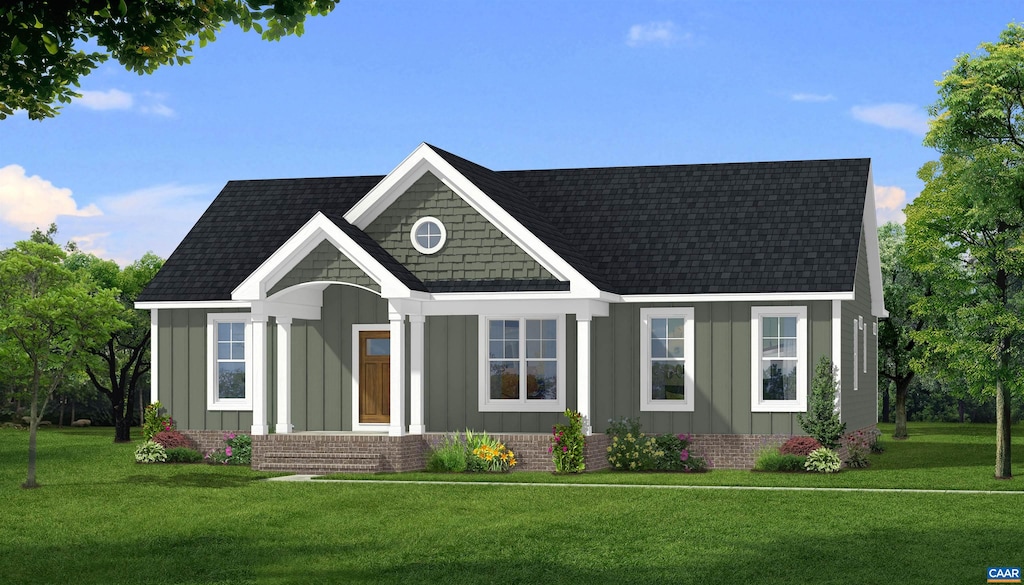 6443 Bremo Rd, Bremo Bluff, VA 23022 - view of front of property with board and batten siding, a front yard, and a shingled roof
