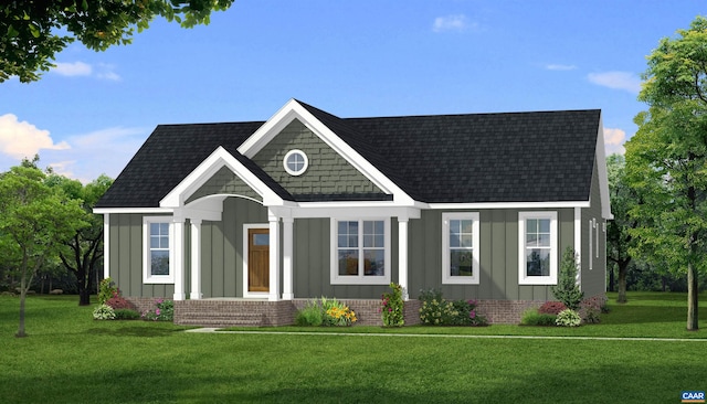 6443 Bremo Rd, Bremo Bluff, VA 23022 - view of front of property with board and batten siding, a front yard, and a shingled roof