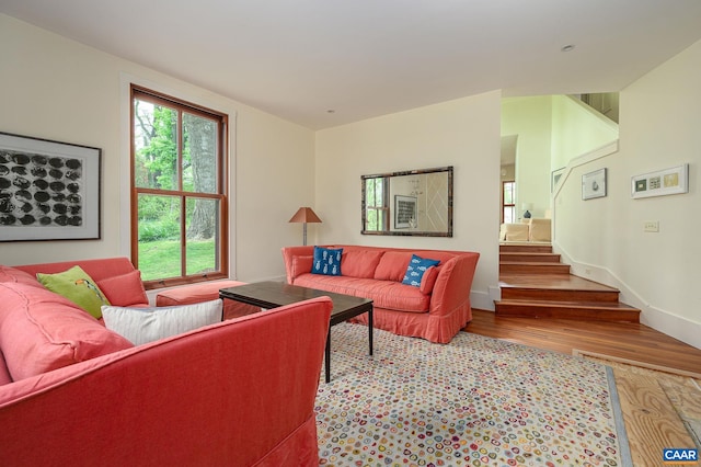 1112 Park St, Charlottesville, VA 22901 - living area featuring wood finished floors and stairway