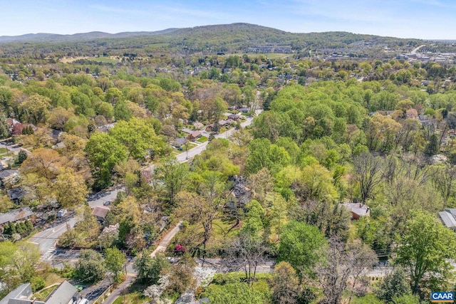1112 Park St, Charlottesville, VA 22901 - aerial overview of property's location with a forest and a mountainous background
