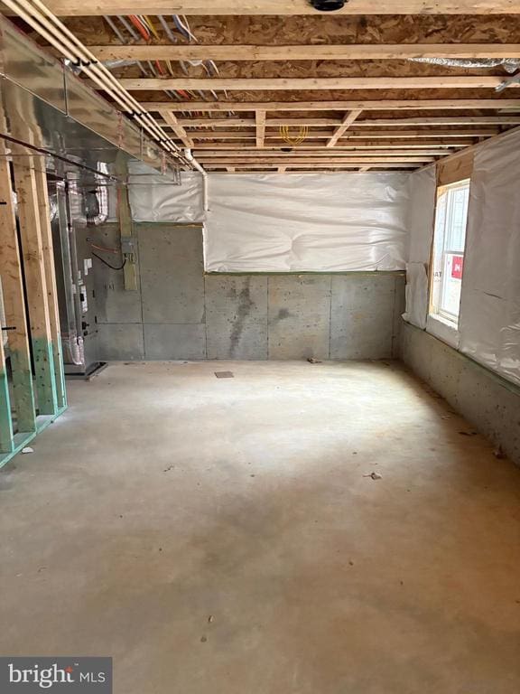 basement with heating unit
