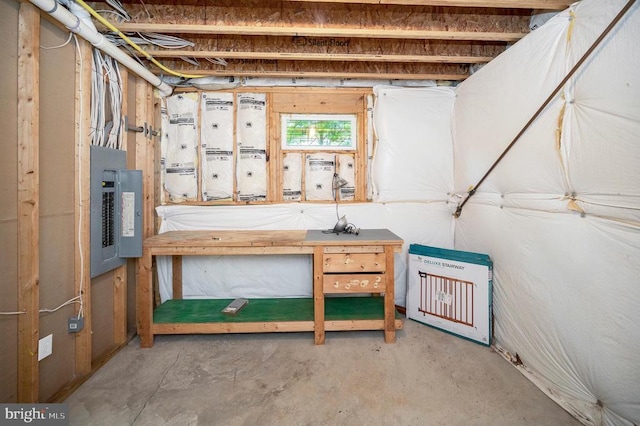 basement with electric panel