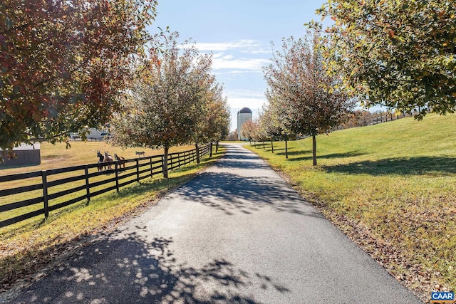 view of road featuring a rural view