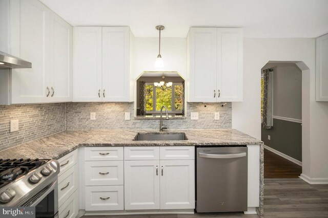 kitchen with white cabinetry, sink, and appliances with stainless steel finishes