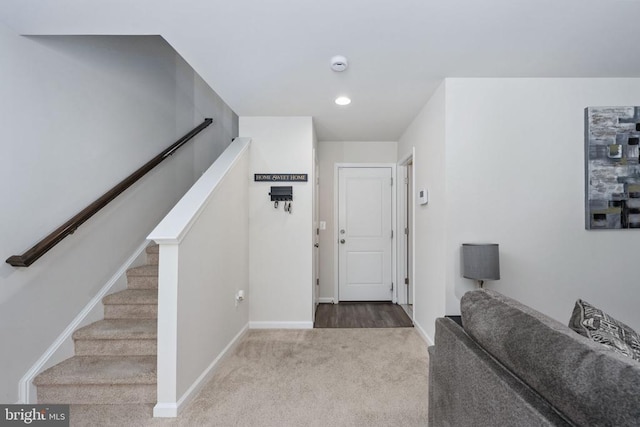 4114 Bolton Ct, Fredericksburg, VA 22408 - carpeted entryway with baseboards, stairway, and recessed lighting