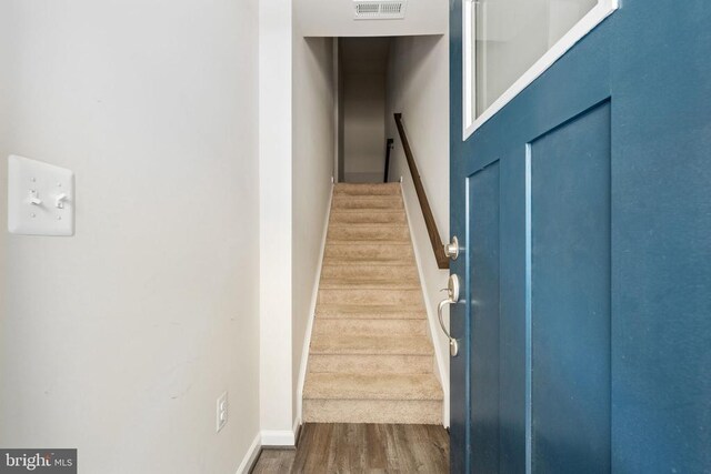 4114 Bolton Ct, Fredericksburg, VA 22408 - stairs featuring wood finished floors and baseboards