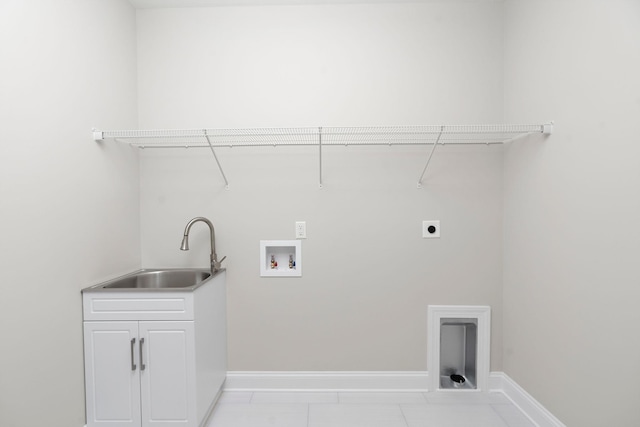 409 Peterson Ln, Waynesboro, VA 22980 - washroom featuring hookup for an electric dryer, washer hookup, cabinet space, and baseboards