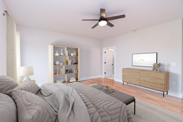 409 Peterson Ln, Waynesboro, VA 22980 - bedroom featuring light wood-type flooring, baseboards, and ceiling fan