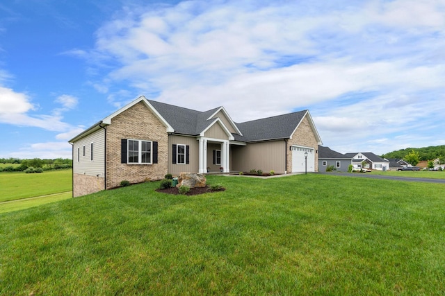 409 Peterson Ln, Waynesboro, VA 22980 - ranch-style house with an attached garage, a front lawn, brick siding, and driveway