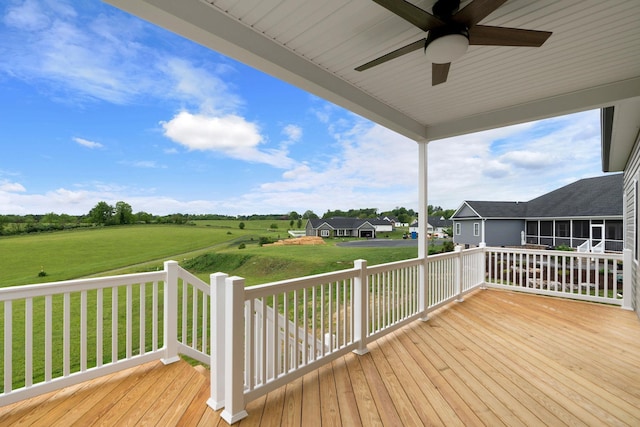 409 Peterson Ln, Waynesboro, VA 22980 - deck featuring ceiling fan and a yard