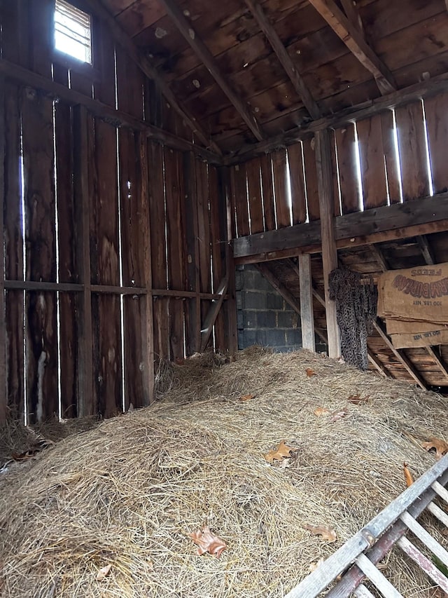 misc room with lofted ceiling