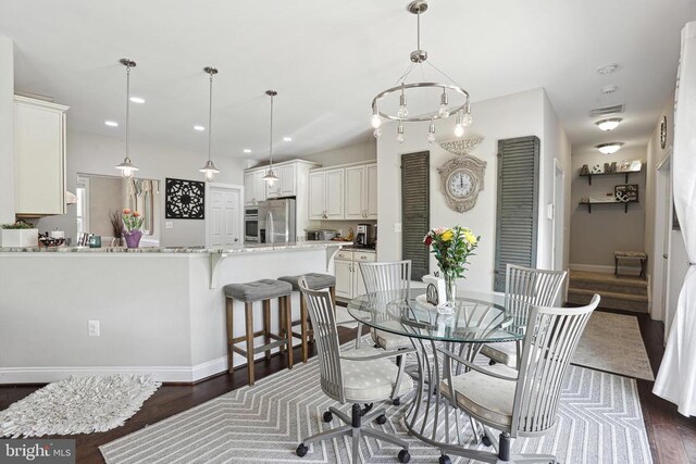 5761 Agecroft Rd, Spotsylvania, VA 22551 - dining room with dark wood-type flooring, recessed lighting, and baseboards