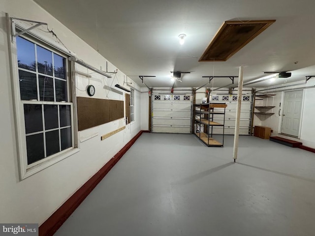 garage with a garage door opener